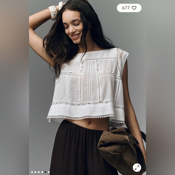 Anthropologie Tops - Anthropologie Sleeveless Boxy Pintuck Top in Whiite Size S. NWT